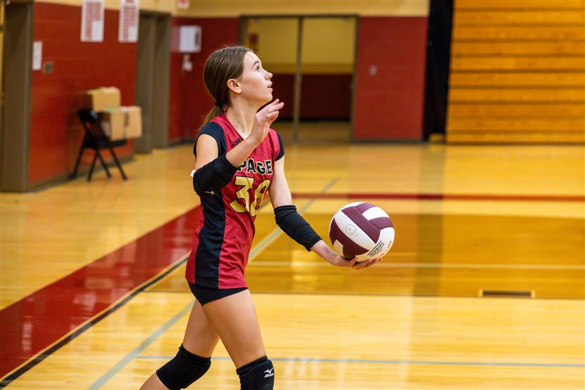 Student-athletes play volleyball